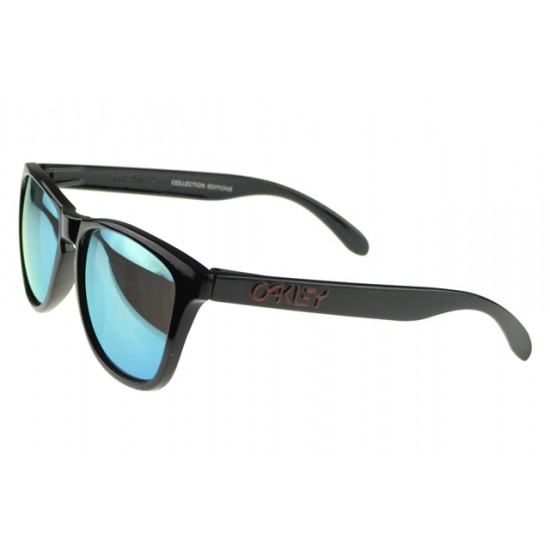 Oakley Frogskin Sunglass Black Frame Blue Lens-Most Fashionable Outlet