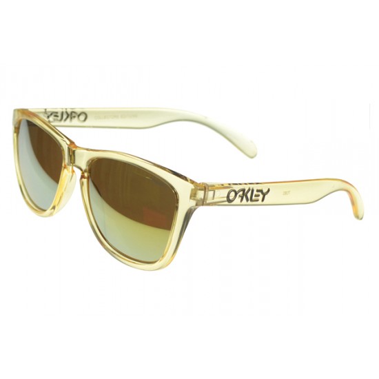 Oakley Frogskin Sunglass Yellow Frame Gold Lens-Crazy On Sale