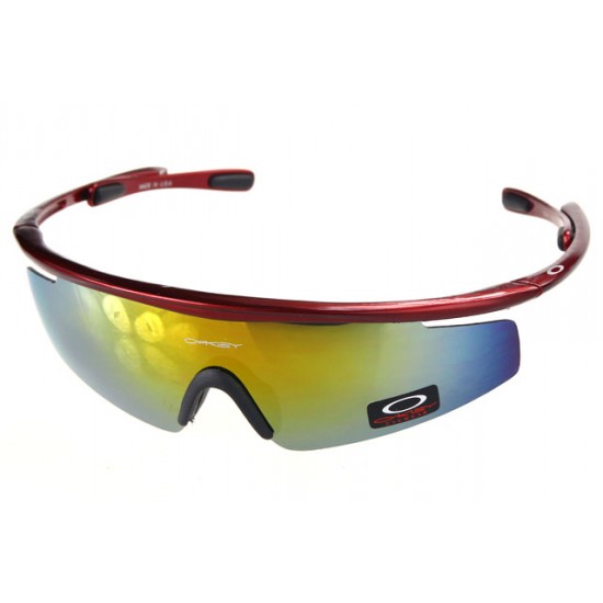 Oakley M Frame Sunglass Crimson Frame Yellow Blue Lens