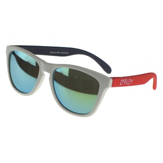 Oakley Frogskin Sunglass red white Frame blue Lens-Hot Sale