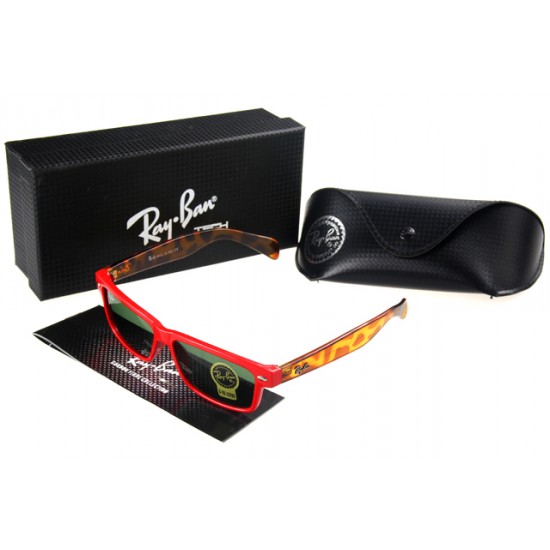 Ray Ban Clubmaster Sunglass Red Leopard Frame Olivedrab Lens